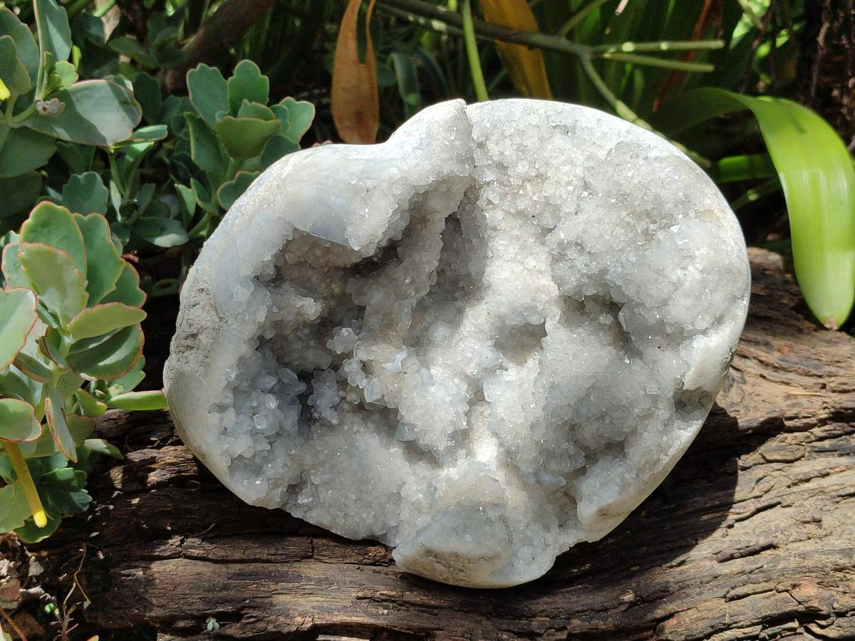 Polished Blue Celestite Geode Specimen x 1 From Sakoany, Madagascar