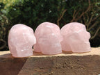Hand Made Gemmy Rose Quartz Skulls x 3 From Madagascar