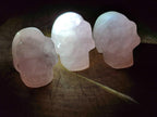 Hand Made Gemmy Rose Quartz Skulls x 3 From Madagascar