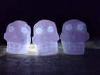 Hand Made Gemmy Rose Quartz Skulls x 3 From Madagascar