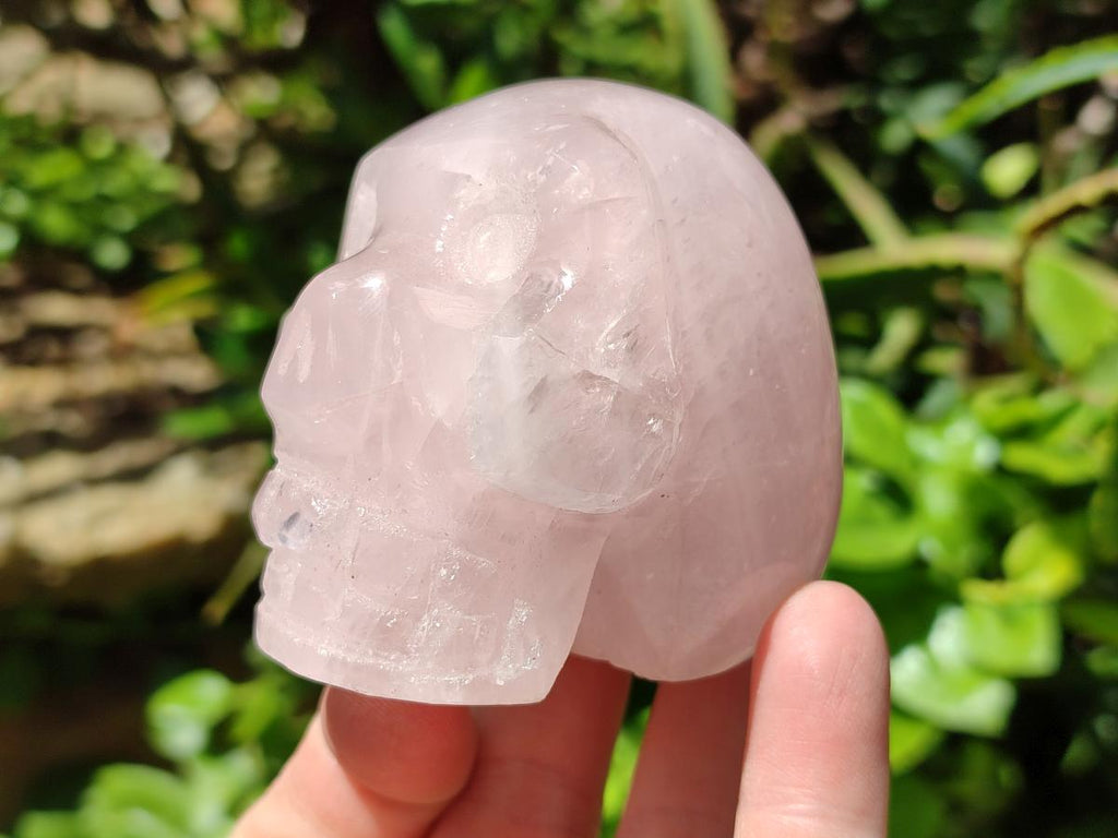 Hand Made Gemmy Rose Quartz Skulls x 3 From Madagascar