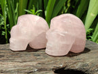 Hand Made Gemmy Rose Quartz Skulls x 3 From Madagascar