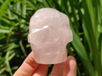Hand Made Gemmy Rose Quartz Skulls x 3 From Madagascar
