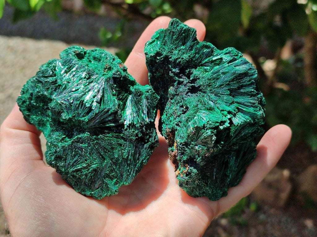 Natural Silky Malachite Specimens x 4 From Kasompe, Congo
