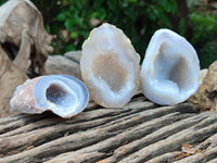 Polished Banded Agate with Crystalline Geodes x 12 From Maintirano, Madagascar