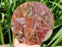 Hand Made Red Podocarpus Petrified Wood Conglomerate Mosaic Plaques x 4 From Mahajanga, Madagascar