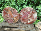 Hand Made Red Podocarpus Petrified Wood Conglomerate Mosaic Plaques x 4 From Mahajanga, Madagascar