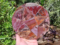 Hand Made Red Podocarpus Petrified Wood Conglomerate Mosaic Plaques x 4 From Mahajanga, Madagascar
