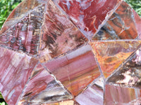 Hand Made Red Podocarpus Petrified Wood Conglomerate Mosaic Plaques x 4 From Mahajanga, Madagascar