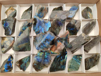 Polished on One Side Labradorite Slices x 24 From Madagascar