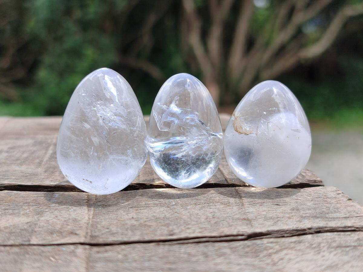 Polished Mini Rock Crystal Eggs x 40 From Amoron’i Mania, Madagascar