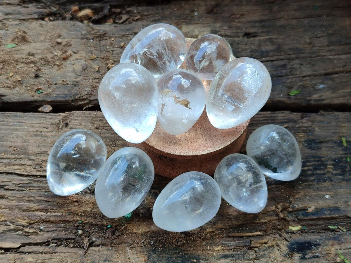 Polished Mini Rock Crystal Eggs x 40 From Amoron’i Mania, Madagascar