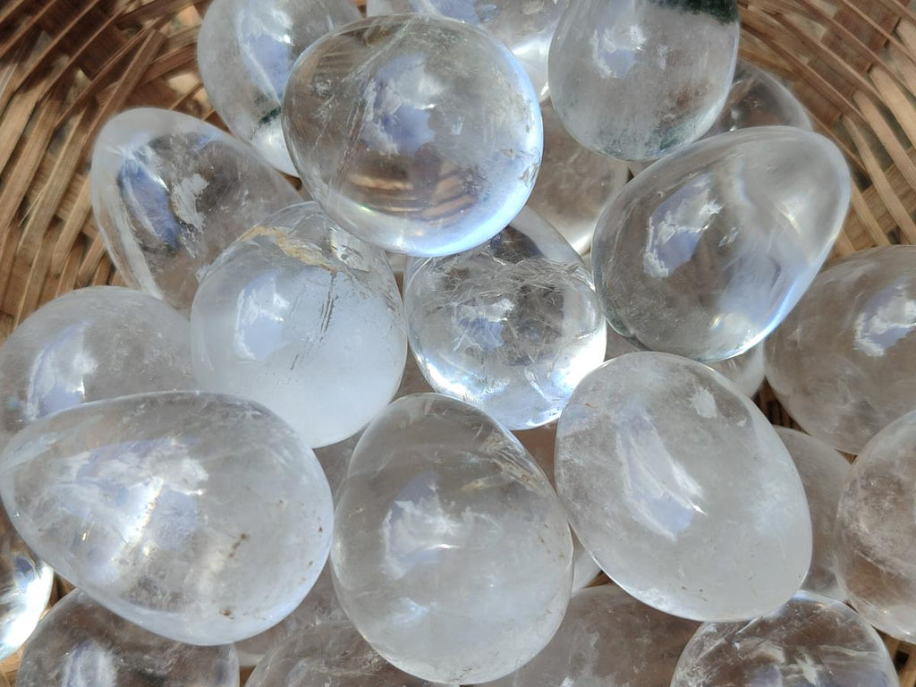 Polished Mini Rock Crystal Eggs x 40 From Amoron’i Mania, Madagascar