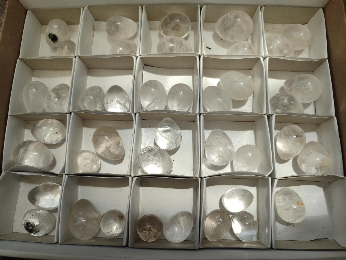 Polished Mini Rock Crystal Eggs x 40 From Amoron’i Mania, Madagascar