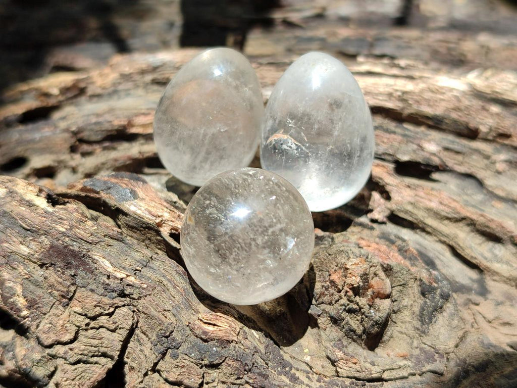 Polished Mini Rock Crystal Eggs x 40 From Amoron’i Mania, Madagascar