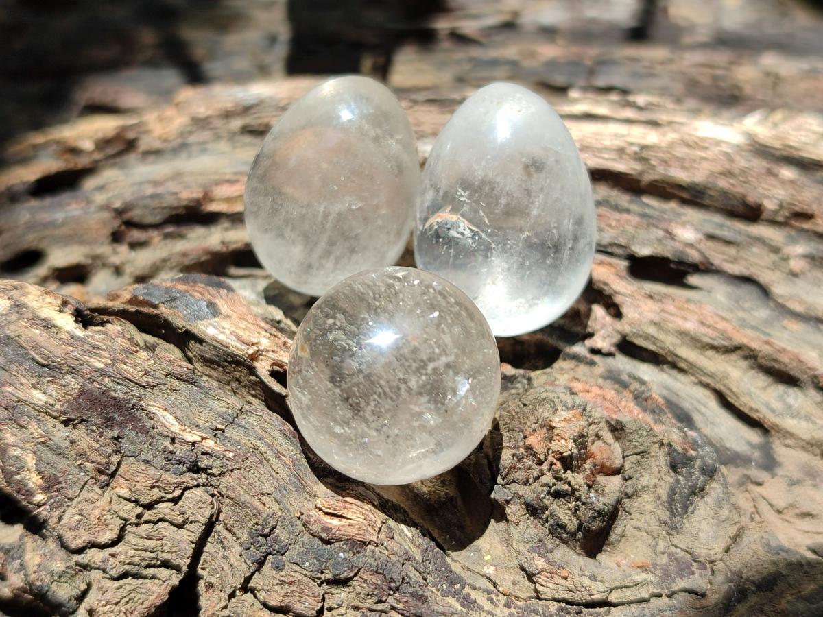 Polished Mini Rock Crystal Eggs x 40 From Amoron’i Mania, Madagascar