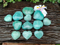 Polished Amazonite Hearts x 15 From Madagascar