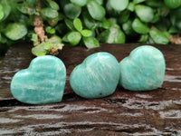 Polished Amazonite Hearts x 15 From Madagascar