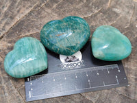 Polished Amazonite Hearts x 15 From Madagascar