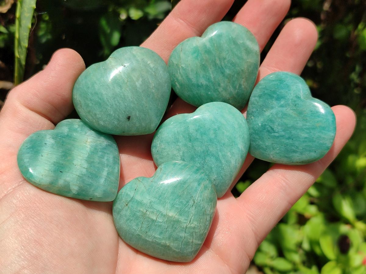 Polished Amazonite Hearts x 15 From Madagascar