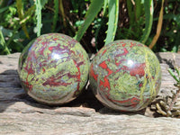 Polished Bastite Dragonsblood Stone Spheres x 2 From Tshipise, South Africa
