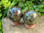 Polished Bastite Dragonsblood Stone Spheres x 2 From Tshipise, South Africa