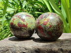 Polished Bastite Dragonsblood Stone Spheres x 2 From Tshipise, South Africa