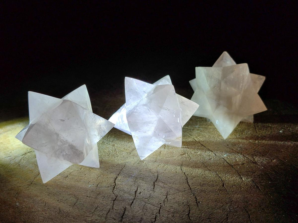 Hand Made Gemmy Rose Quartz Merkabahs x 4 From Madagascar