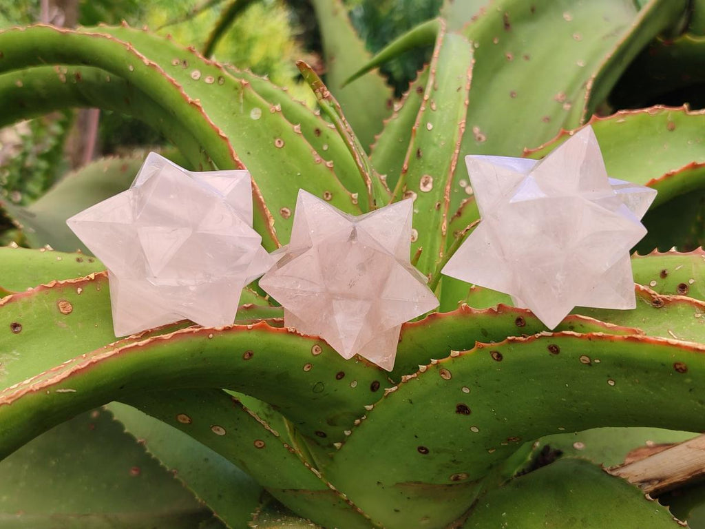 Hand Made Gemmy Rose Quartz Merkabahs x 4 From Madagascar