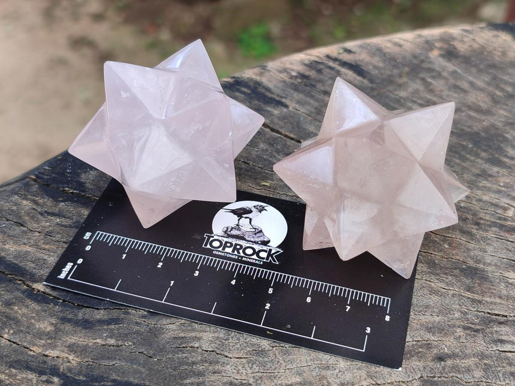 Hand Made Gemmy Rose Quartz Merkabahs x 4 From Madagascar