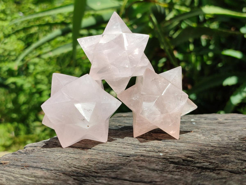 Hand Made Gemmy Rose Quartz Merkabahs x 4 From Madagascar