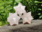 Hand Made Gemmy Rose Quartz Merkabahs x 4 From Madagascar