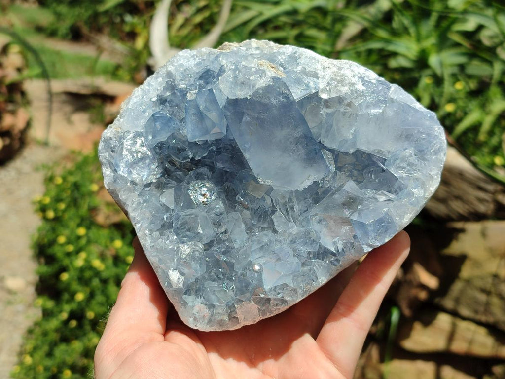 Natural Blue Celestite Geode Specimens x 2 From Sakoany, Madagascar