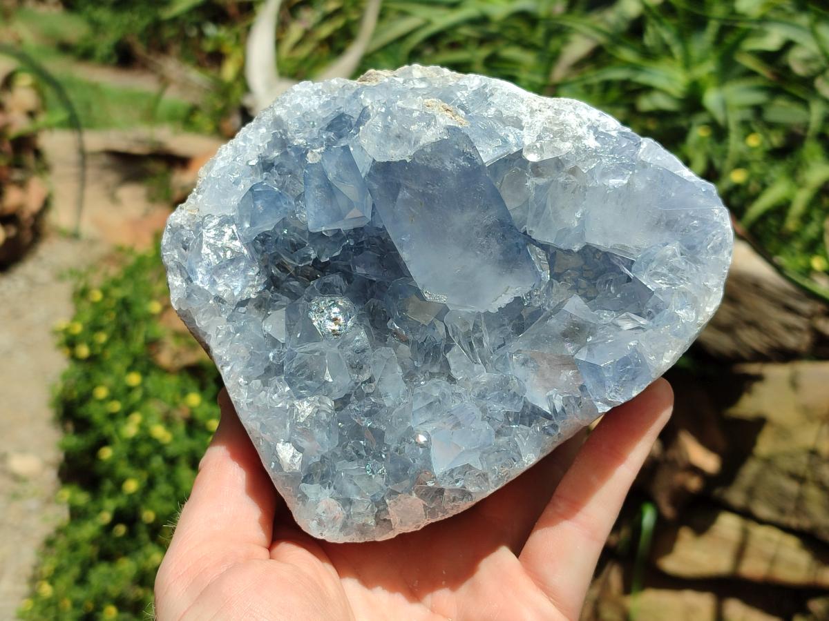 Natural Blue Celestite Geode Specimens x 2 From Sakoany, Madagascar