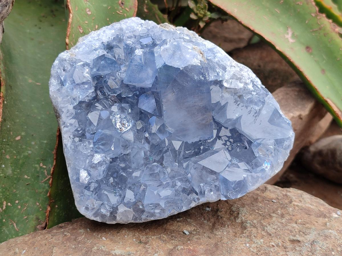 Natural Blue Celestite Geode Specimens x 2 From Sakoany, Madagascar