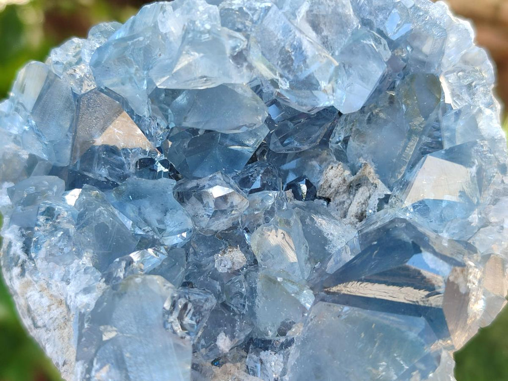 Natural Blue Celestite Geode Specimens x 2 From Sakoany, Madagascar