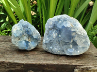 Natural Blue Celestite Geode Specimens x 2 From Sakoany, Madagascar