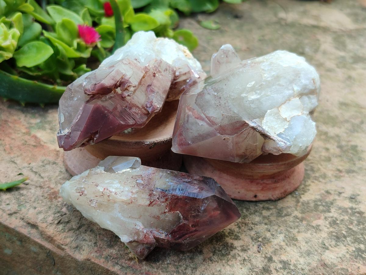 Natural Red Hematoid Quartz Crystals x 12 From Karoi, Zimbabwe