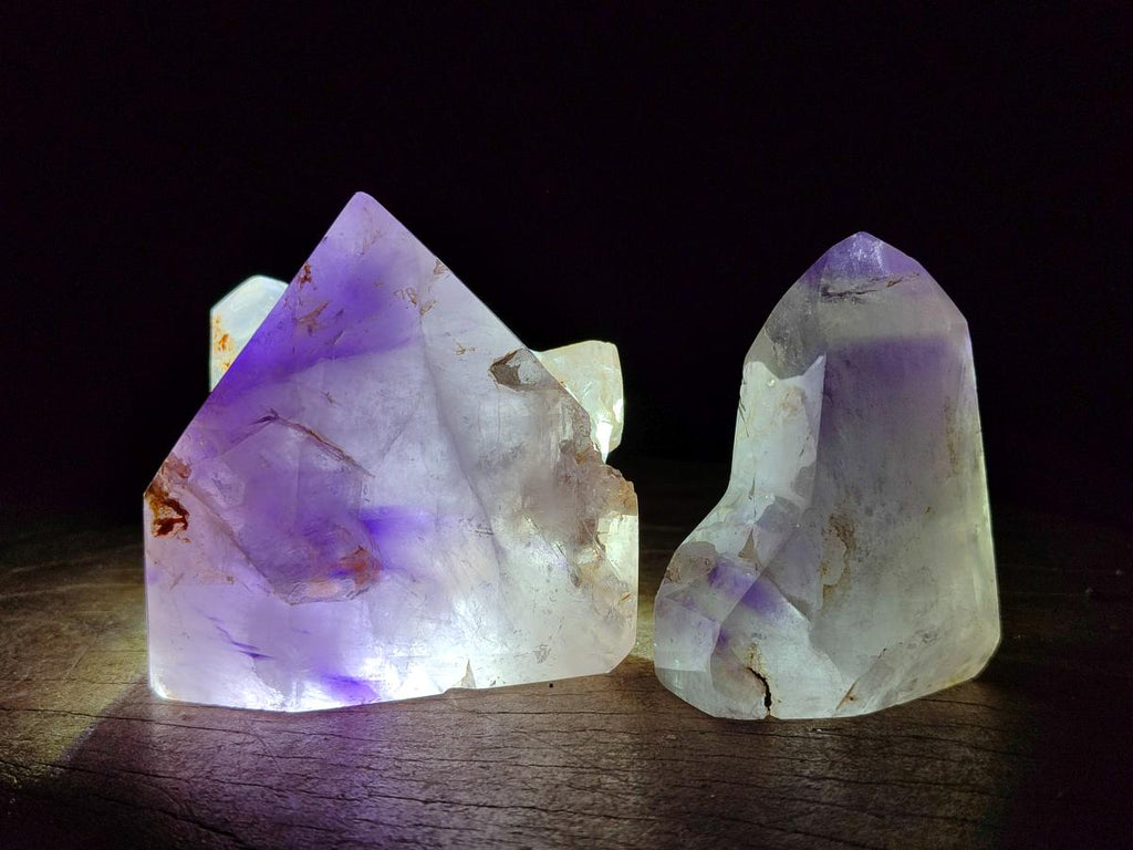 Polished Window Amethyst Crystals x 3 From Akansobe, Madagascar