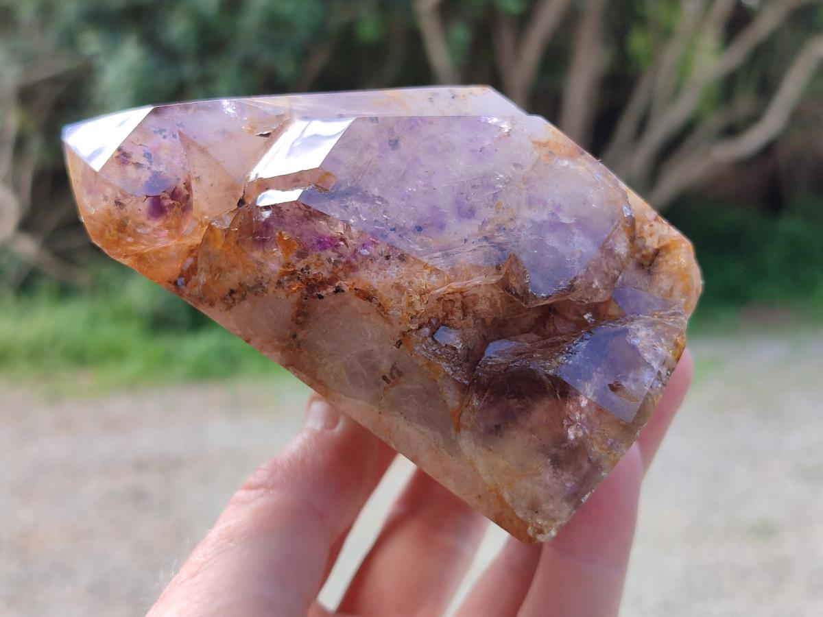 Polished Window Amethyst Crystals x 3 From Akansobe, Madagascar