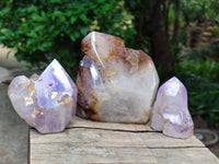 Polished Window Amethyst Crystals x 3 From Akansobe, Madagascar