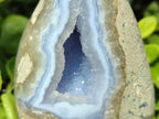 Polished Blue Lace Agate Standing Free Forms x 3 From Nsanje, Malawi