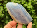 Polished Blue Lace Agate Standing Free Forms x 3 From Nsanje, Malawi