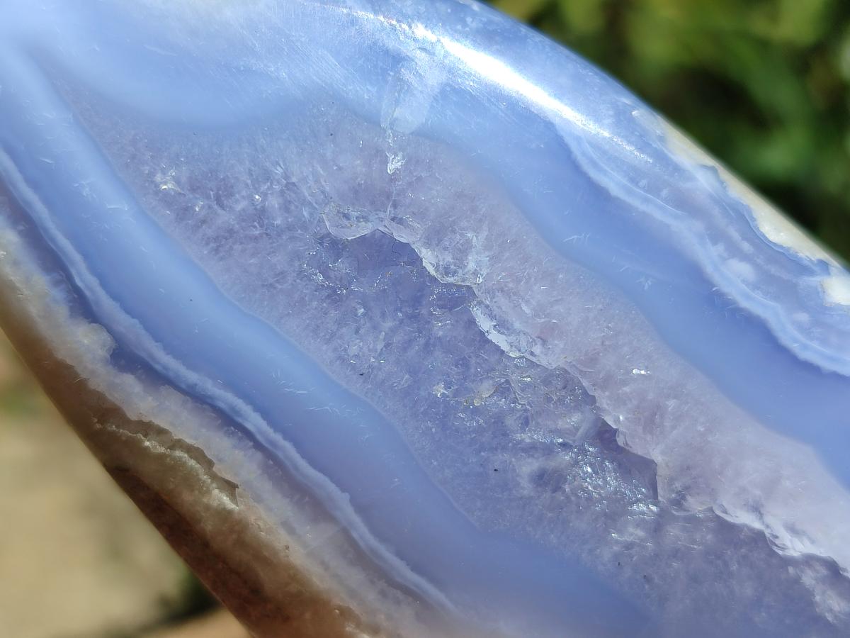Polished Blue Lace Agate Standing Free Forms x 3 From Nsanje, Malawi
