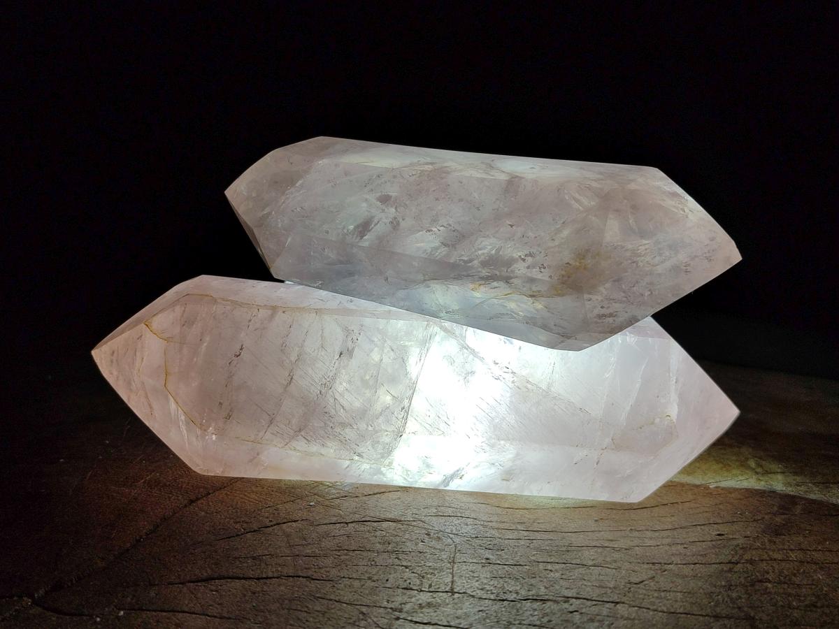 Polished Double Terminated Gemmy Rose Quartz Crystals x 6 From Madagascar