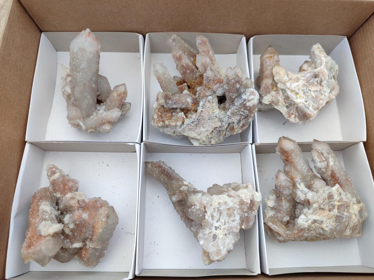 Natural Limonite Fairy Spirit Quartz Clusters x 6 From Boekenhouthoek, South Africa