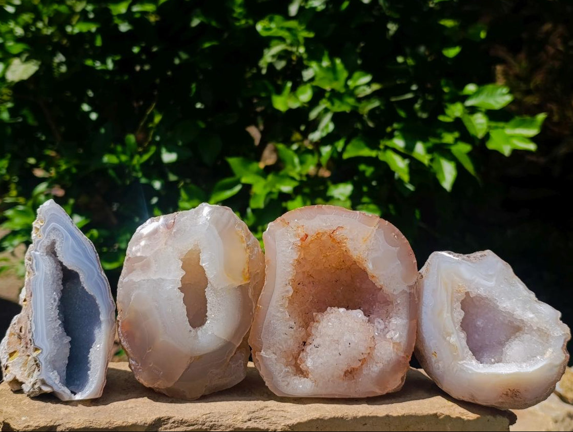 Polished Agates with Crystalline Geodes x 4 From Maintirano, Madagascar