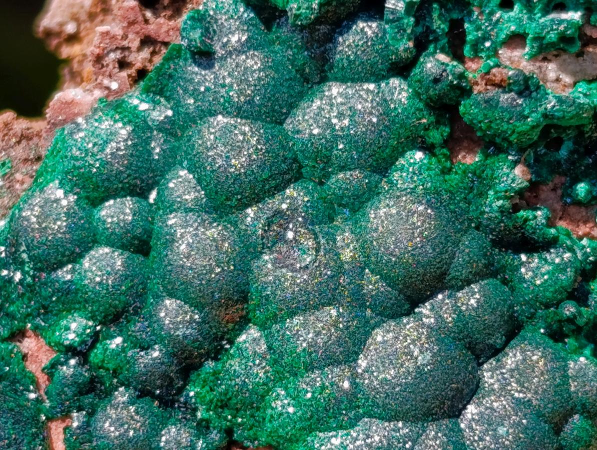 Natural Crystalline Ball Malachite on Quartz and Dolomite Specimens x 2 From Mindingi Mine, Kambove, Congo