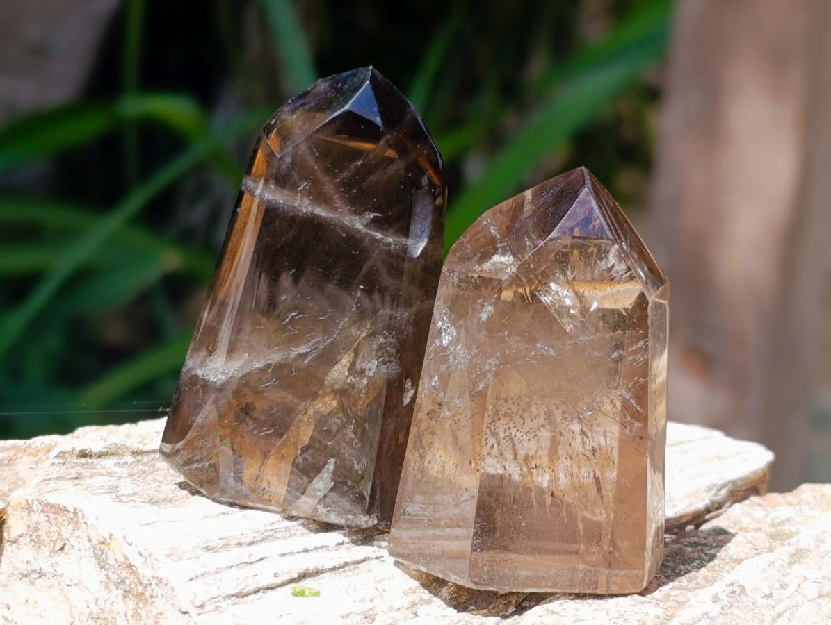 Polished Mixture of Smokey Quartz Crystals x 12 From Madagascar