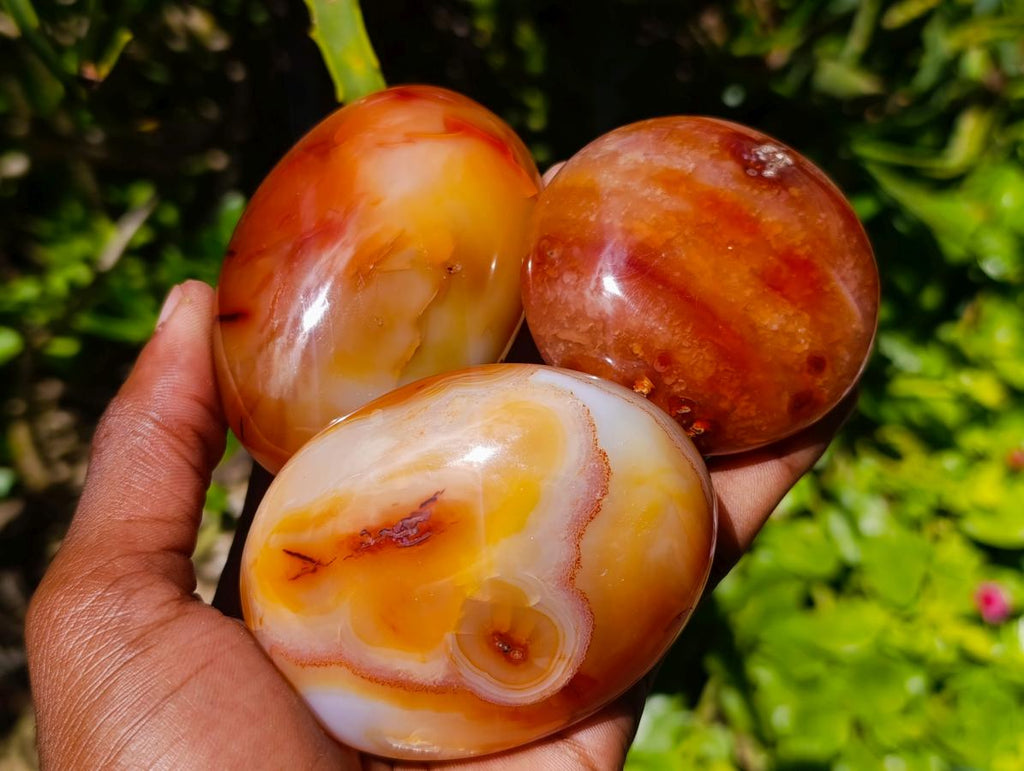 Polished Carnelian Agate Gemstone Galets x 12 From Madagascar